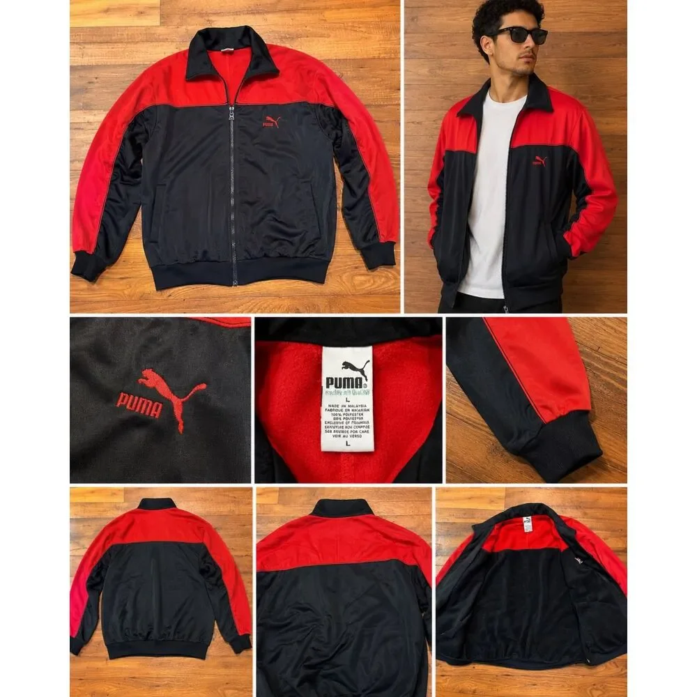 uma Men’s Black & Red Full-Zip Track Jacket Size Large